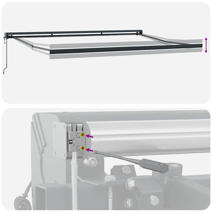 Toldo Retrátil Manual Vermelho e preto 350 x 250 cm tecido