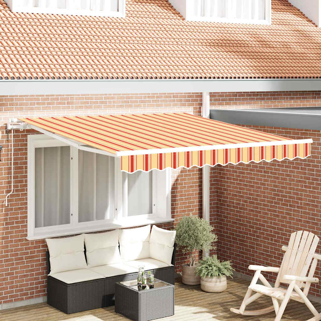 Toldo Retrátil Manual Amarelo e Laranja 350 x 250 cm tecido