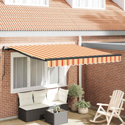 Toldo Retrátil Amarelo e Laranja 350 x 250 cm Tecido e Alumínio