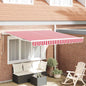 Toldo Retrátil Manual Vermelho e Branco 350 x 250 cm tecido