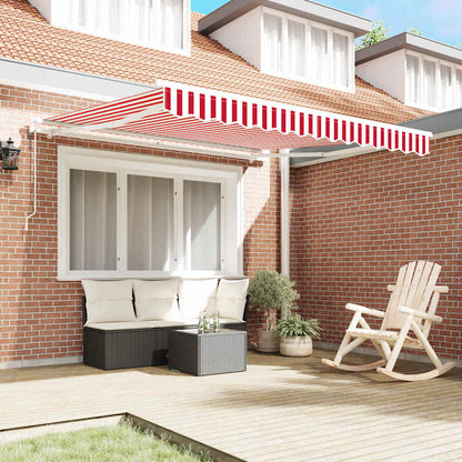 Toldo Retrátil Manual Vermelho e Branco 350 x 250 cm tecido