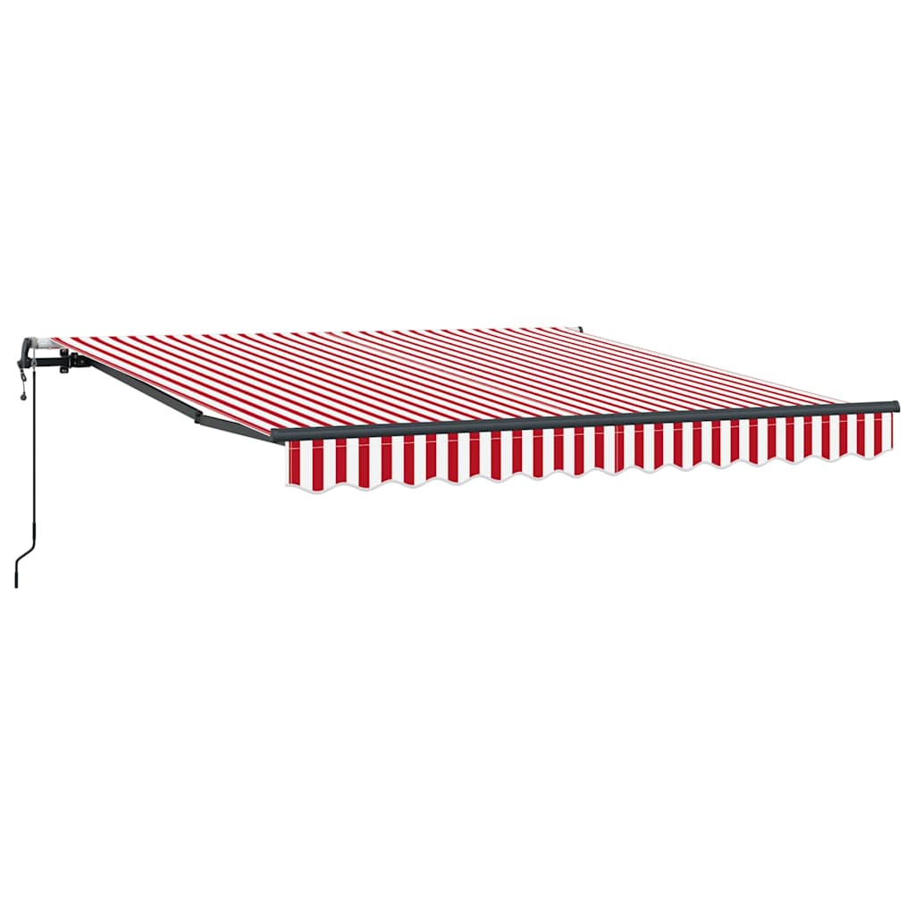 Toldo Retrátil Vermelho e Branco 350 x 250 cm Tecido e Alumínio