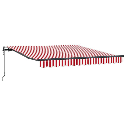 Toldo Retrátil Vermelho e Branco 350 x 250 cm Tecido e Alumínio