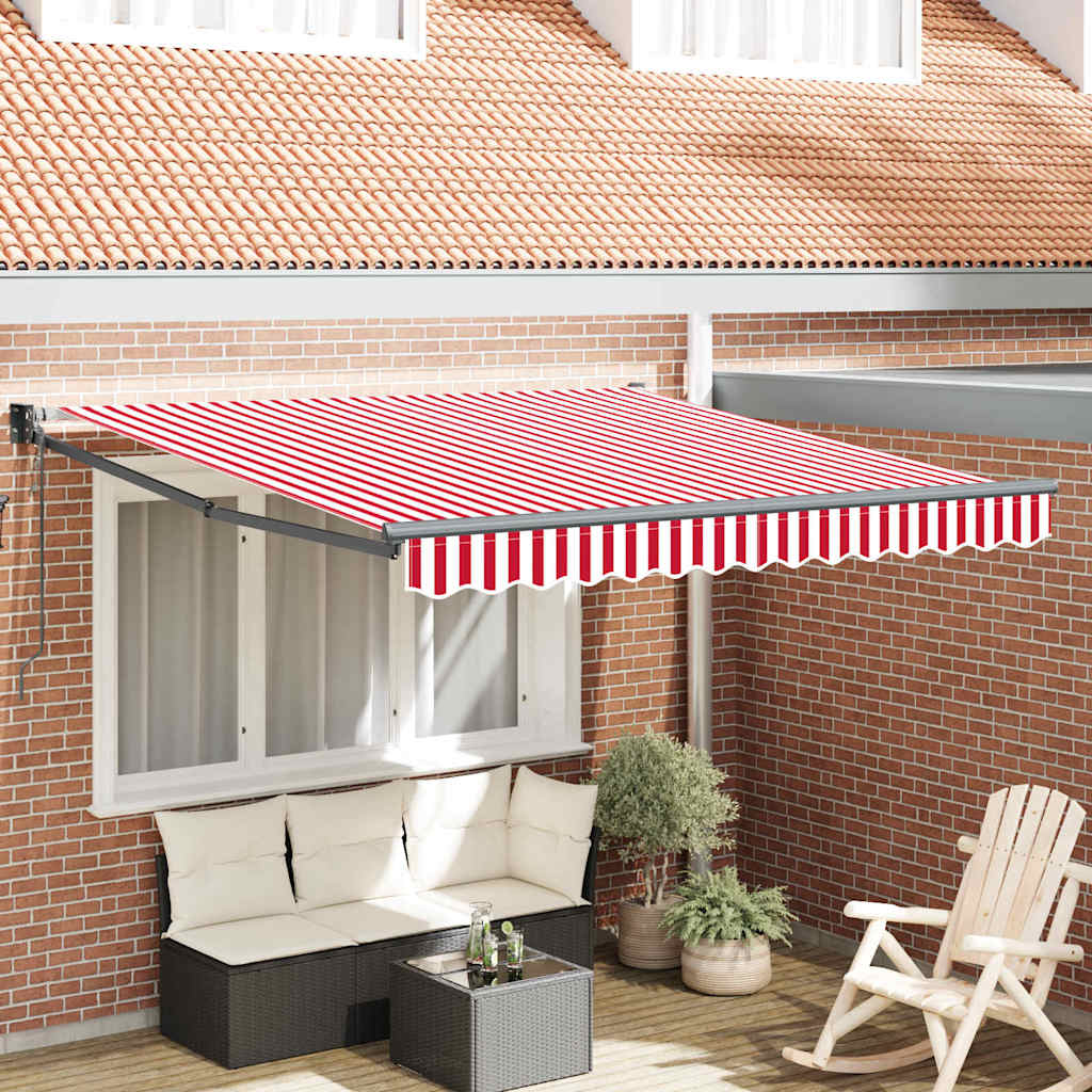 Toldo Retrátil Vermelho e Branco 350 x 250 cm