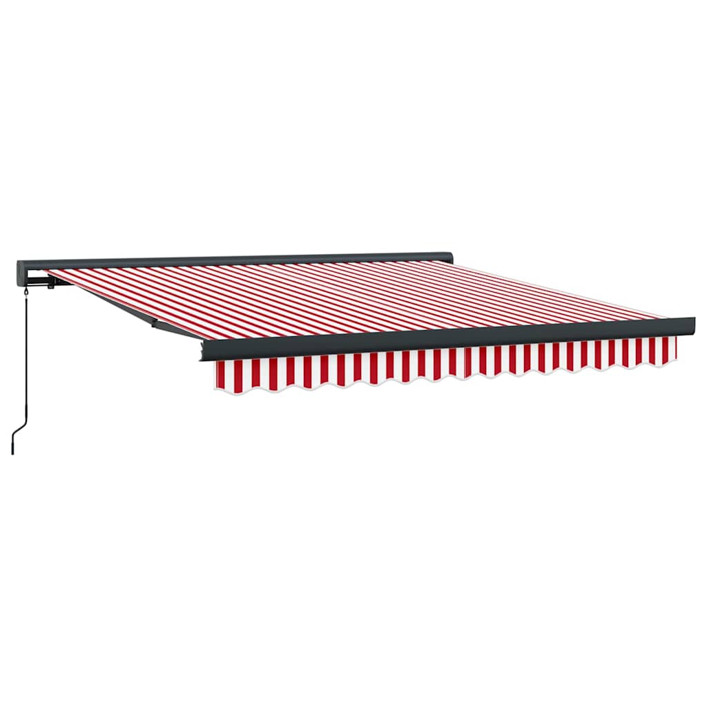 Toldo Retrátil Vermelho e Branco 350 x 250 cm Tecido e Metal