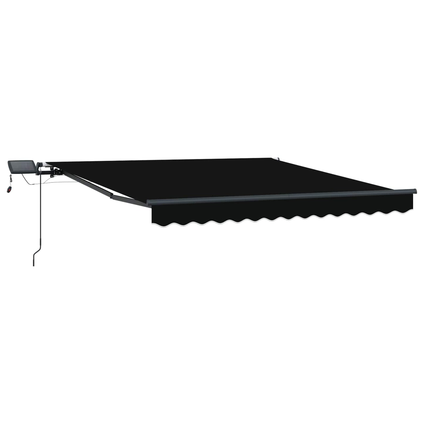 Toldo Retrátil com luzes de tira LED Preto 350 x 250 cm tecido