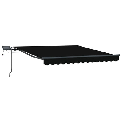 Toldo Retrátil com luzes de tira LED Preto 350 x 250 cm tecido