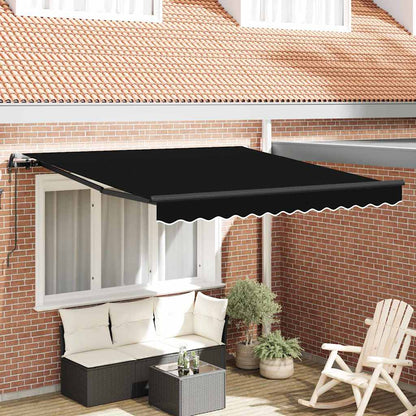 Toldo Retrátil Preto 350 x 250 cm Tecido e Alumínio