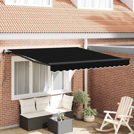 Toldo Retrátil Preto 350 x 250 cm Tecido e Alumínio