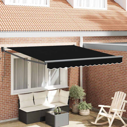 Toldo Retrátil Preto 350 x 250 cm Poliéster e Alumínio