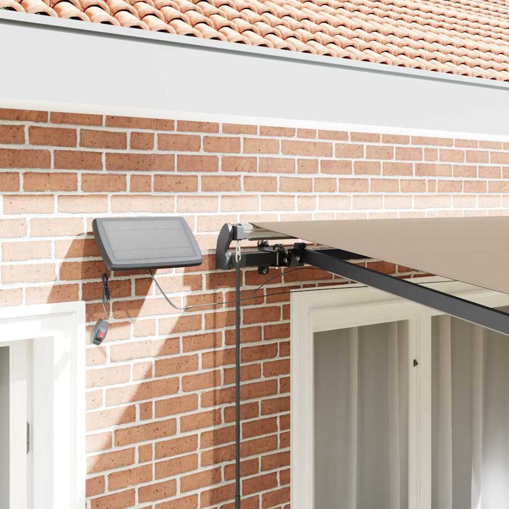 Toldo Retrátil com luzes de tira LED Bege 350 x 250 cm tecido