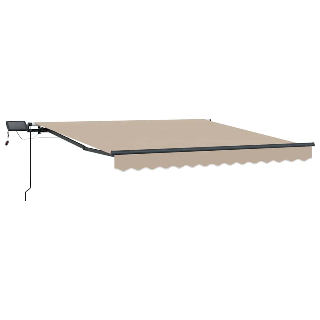 Toldo Retrátil com luzes de tira LED Bege 350 x 250 cm tecido