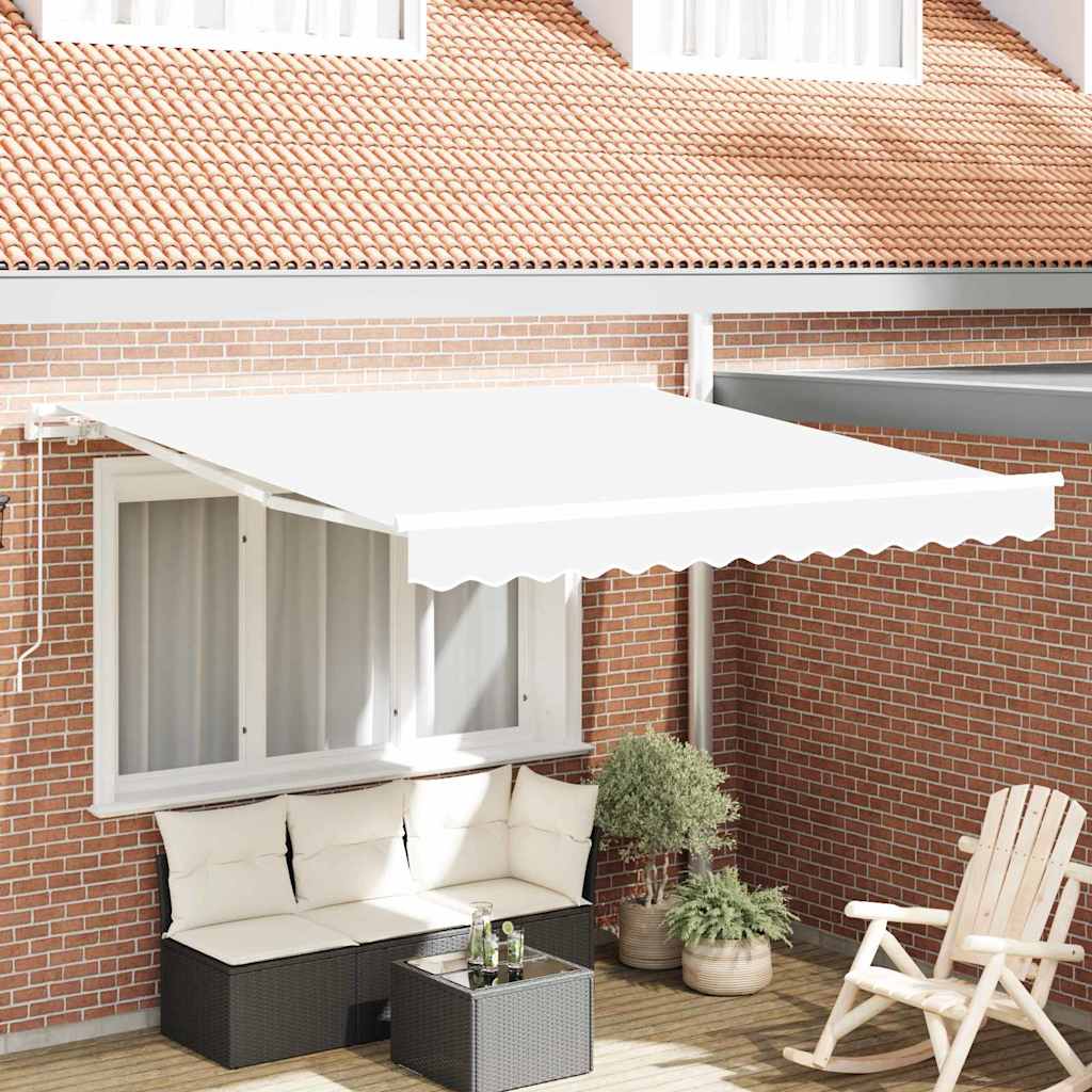 Toldo Retrátil Manual Branco 350 x 250 cm Poliéster e Alumínio