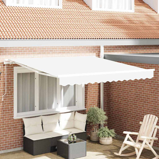 Toldo Retrátil Manual Branco 350 x 250 cm Poliéster e Alumínio