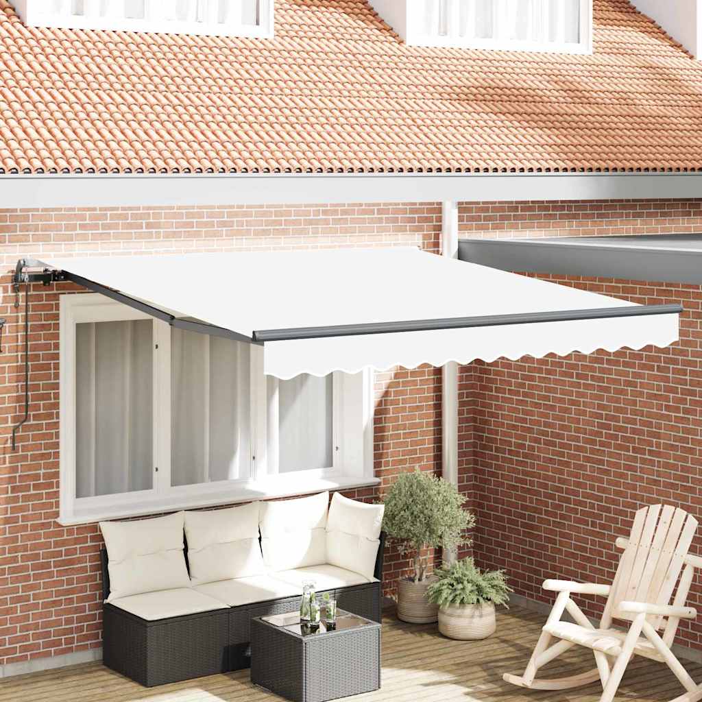 Toldo Retrátil Branco 350 x 250 cm Tecido e Alumínio