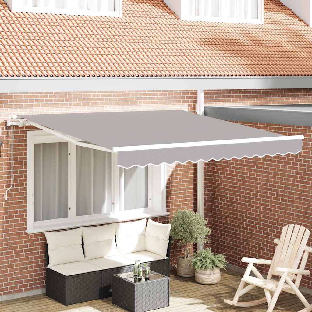 Toldo Retrátil Manual Cinzento-claro 350 x 250 cm tecido