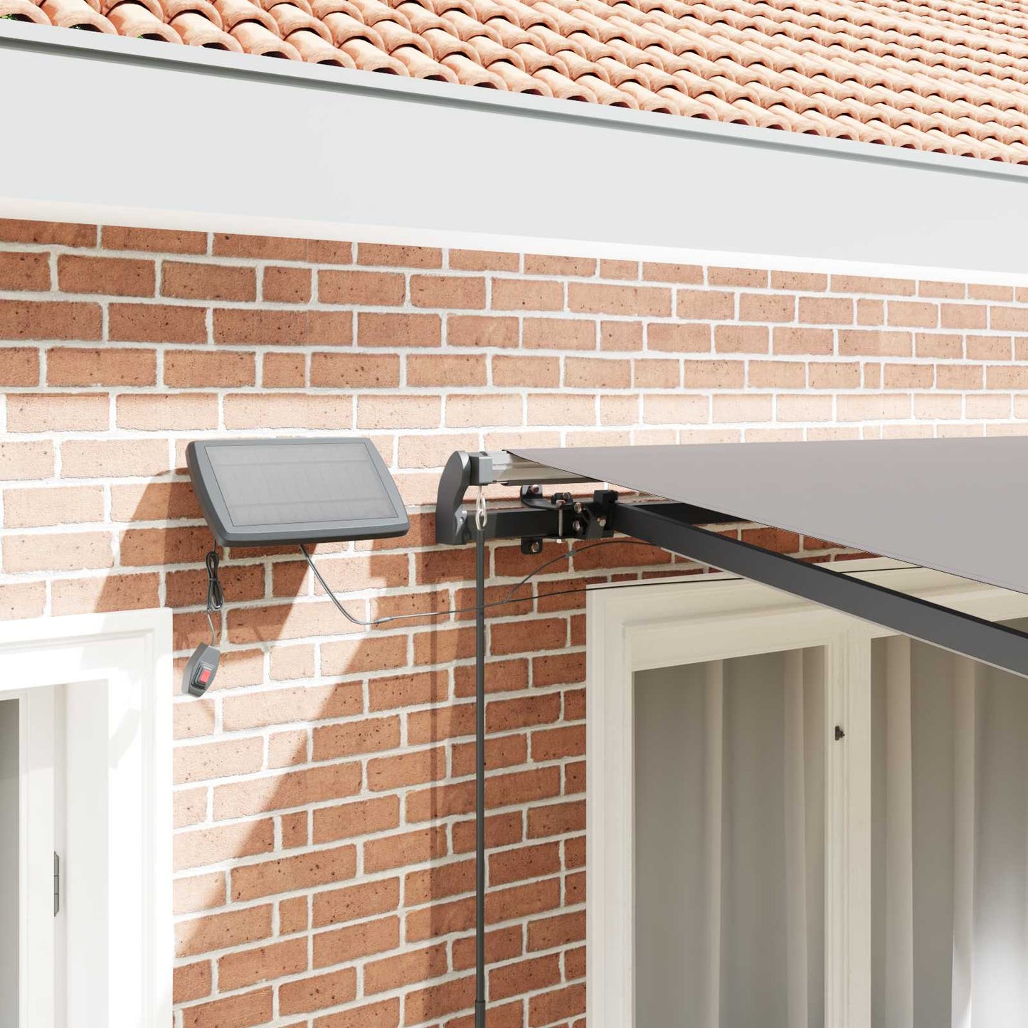 Toldo Retrátil Manual Cinzento-claro 350 x 250 cm tecido