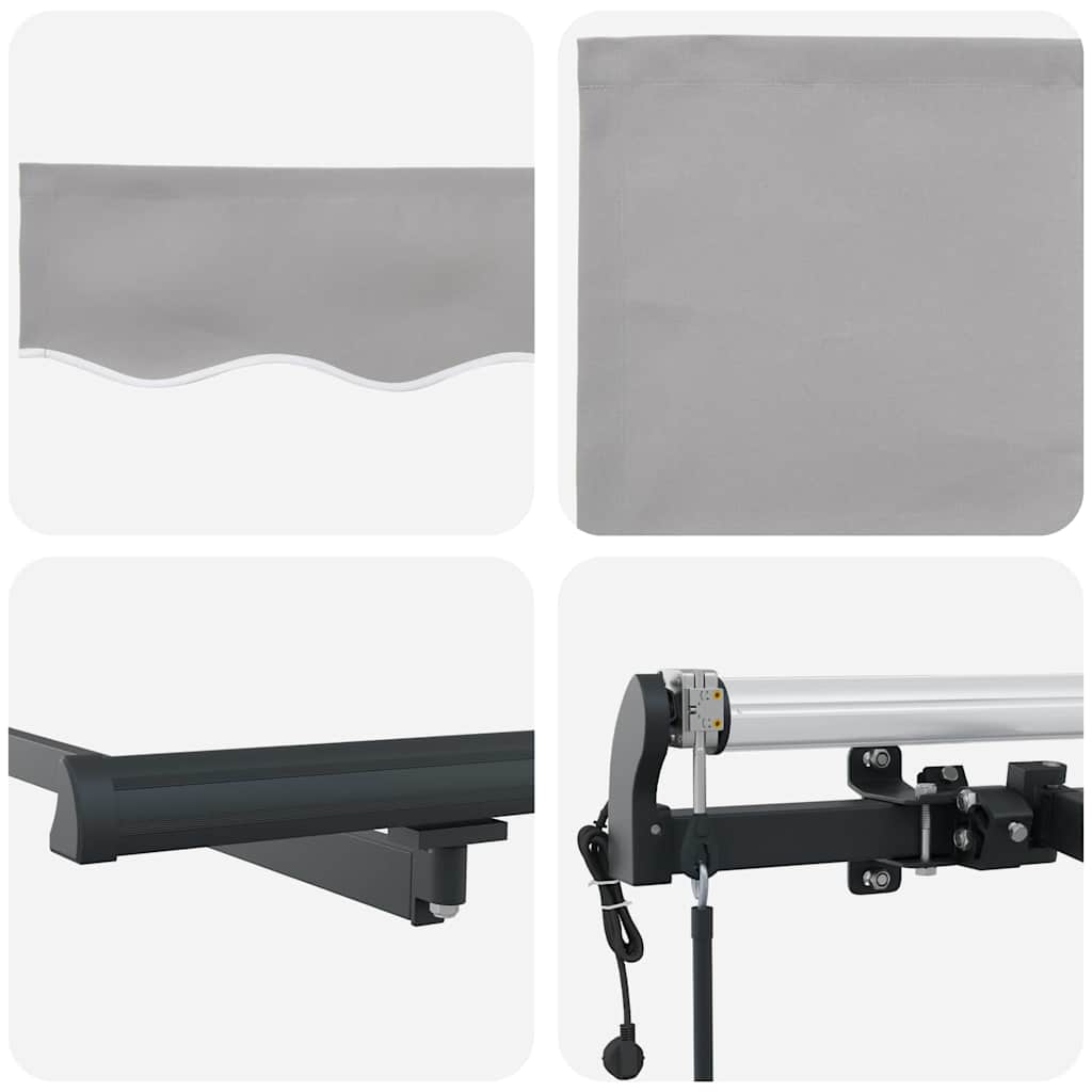 Toldo Retrátil Cinzento-claro 350 x 250 cm Tecido e Alumínio