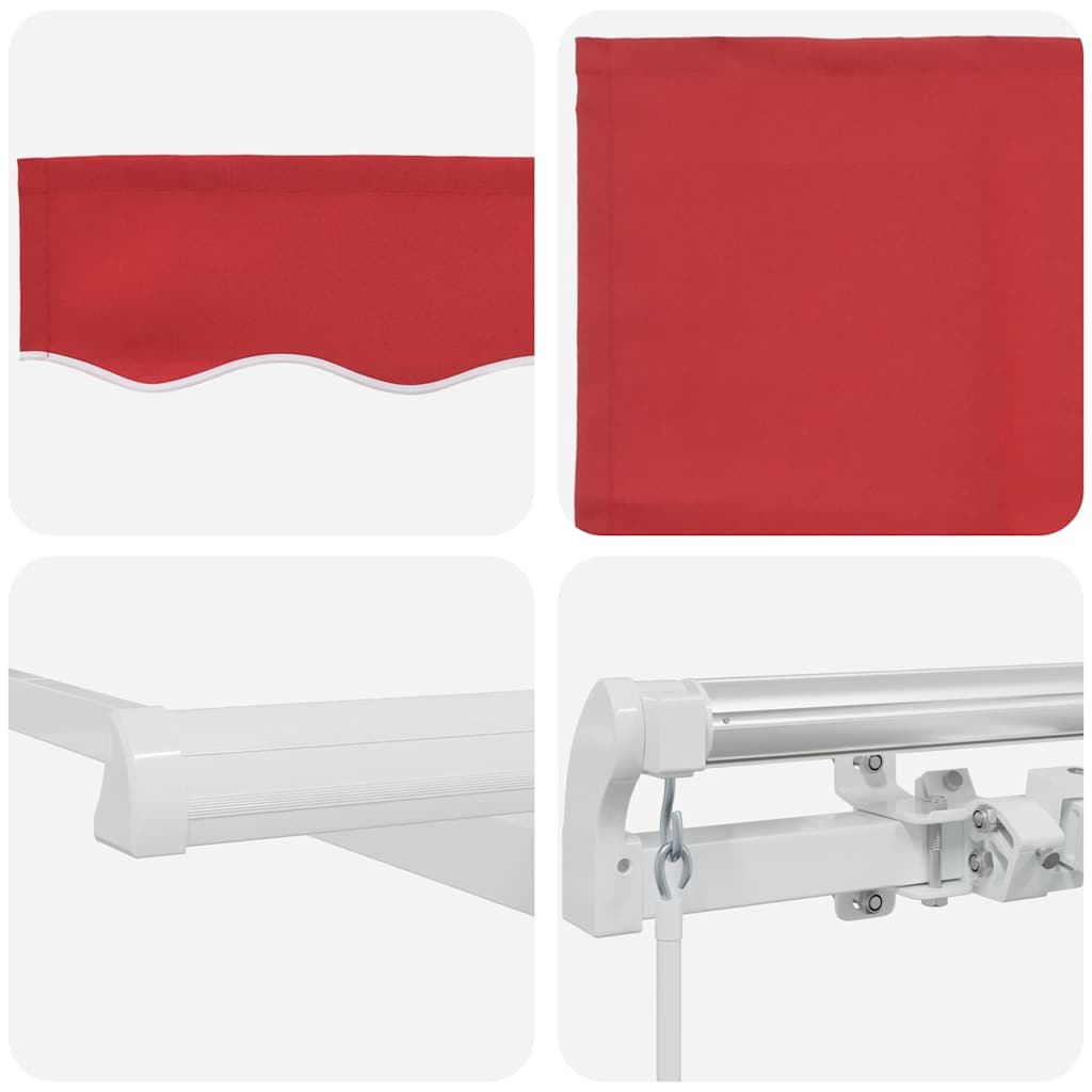 Toldo Retrátil Vermelho 350 x 250 cm Poliéster e Alumínio