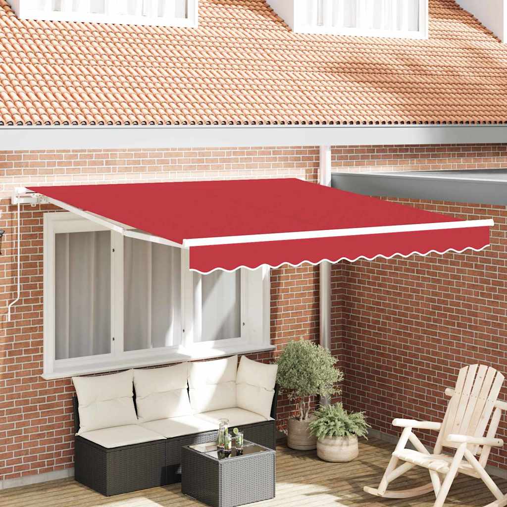 Toldo Retrátil Vermelho 350 x 250 cm Poliéster e Alumínio