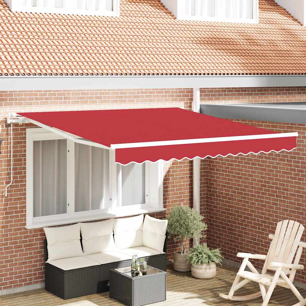 Toldo Retrátil Manual Vermelho 350 x 250 cm tecido