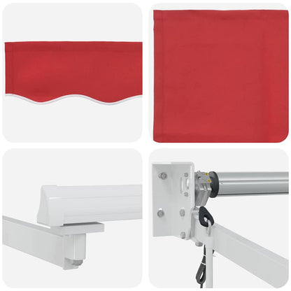 Toldo Retrátil Vermelho 350 x 250 cm Poliéster e Alumínio