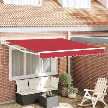 Toldo Retrátil Vermelho 350 x 250 cm Poliéster e Alumínio