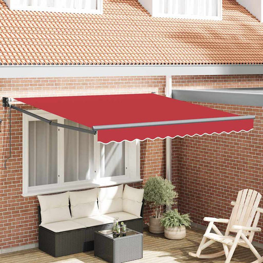 Toldo Retrátil Vermelho 350 x 250 cm Poliéster e Alumínio