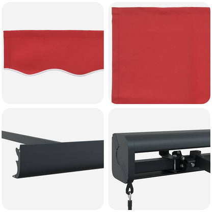 Toldo Retrátil Vermelho 350 x 250 cm Tecido e Metal