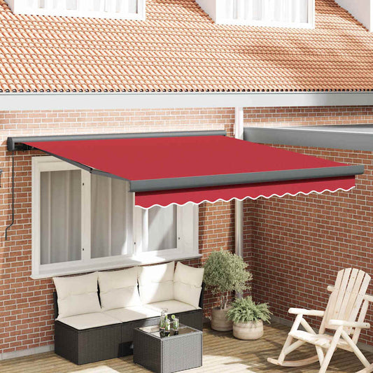 Toldo Retrátil Vermelho 350 x 250 cm Tecido e Metal
