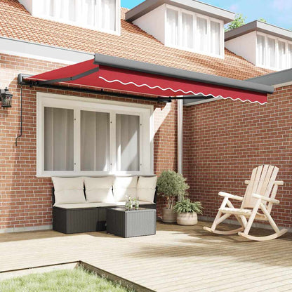 Toldo Retrátil Vermelho 350 x 250 cm Tecido e Metal