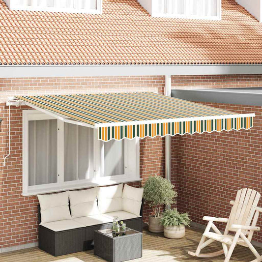 Toldo Retrátil Manual Verde e amarelo 350 x 250 cm tecido