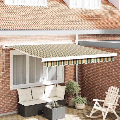 Toldo Retrátil Verde e Amarelo 350 x 250 cm Tecido e Metal