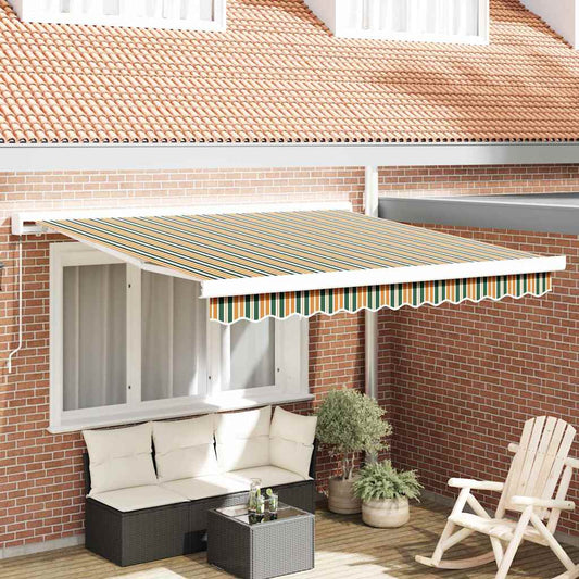 Toldo Retrátil Verde e Amarelo 350 x 250 cm Tecido e Metal