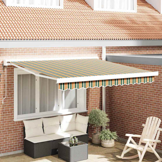 Toldo Retrátil Verde e amarelo 350 x 250 cm Tecido, Metal