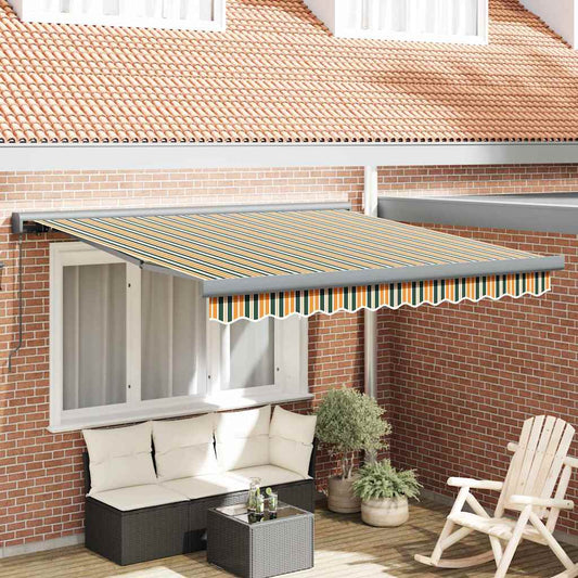 Toldo Retrátil Verde e Amarelo 350 x 250 cm Tecido e Metal