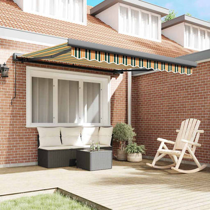 Toldo Retrátil Verde e Amarelo 350 x 250 cm Tecido e Metal