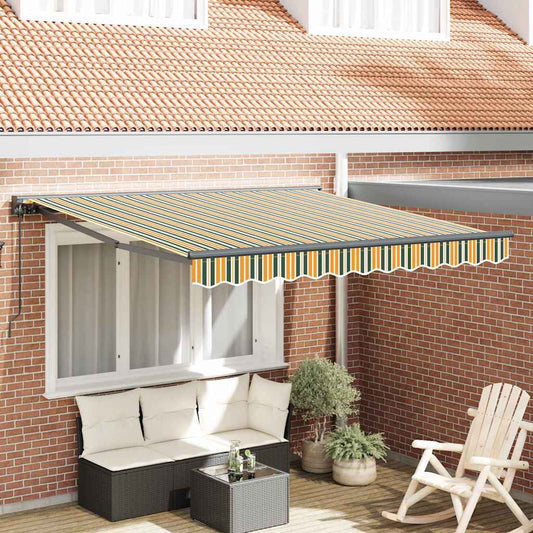 Toldo Retrátil Manual Verde e Amarelo 350x250 cm tecido