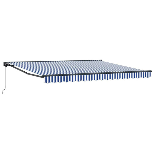 Toldo Retrátil Manual Azul e Branco 400x300 cm tecido
