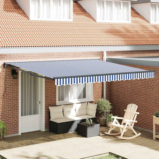 Toldo Retrátil Azul e Branco 400x300 cm tecido