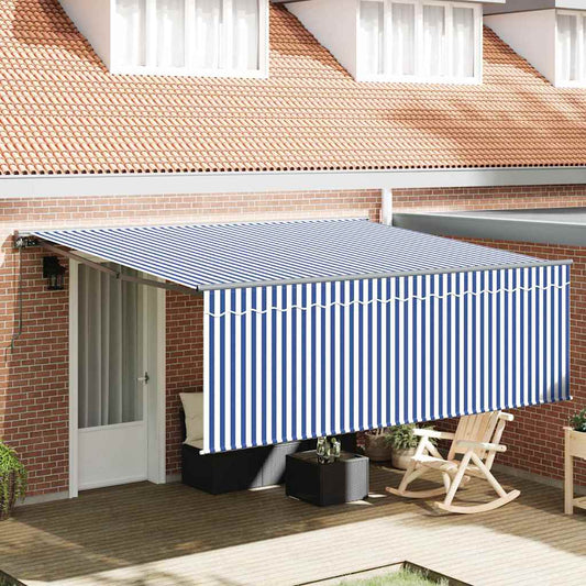 Toldo Retrátil Manual Azul e antracite 400 × 300 cm