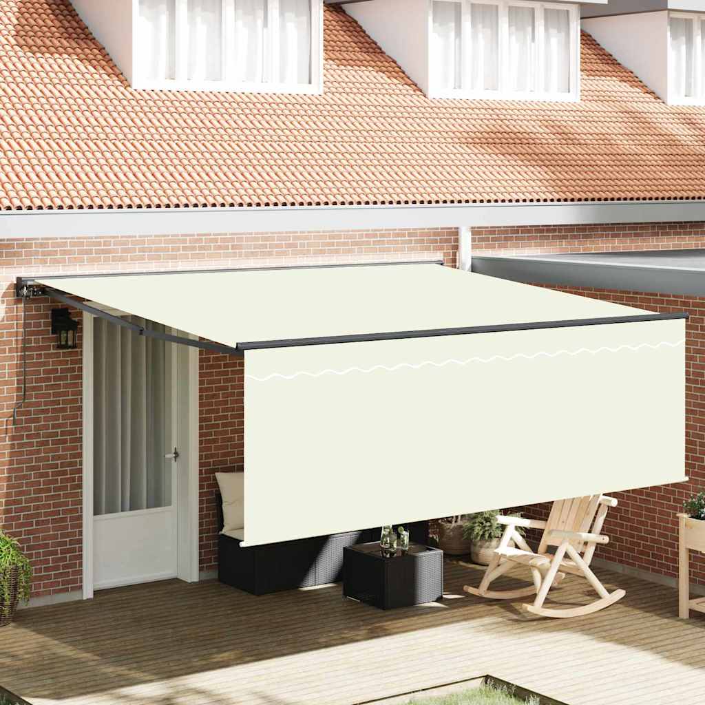 Toldo Retrátil Manual Creme 400 × 300 cm Poliéster e Alumínio