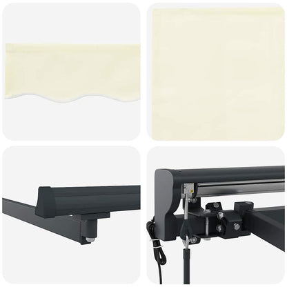 Toldo Retrátil Creme 400 × 300 cm Poliéster e Alumínio