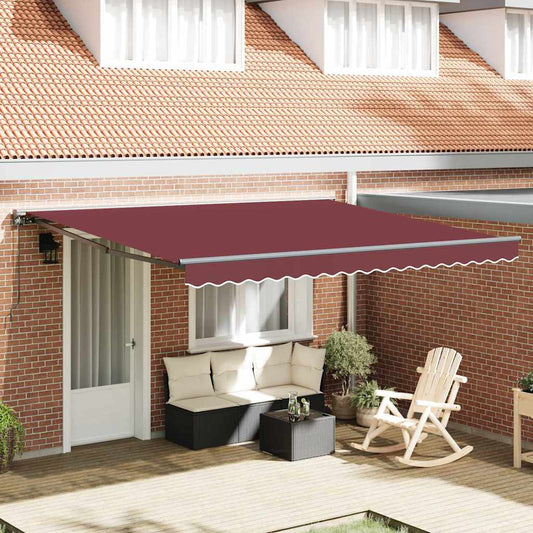 Toldo Retrátil Manual Vermelho Borgonha 400x300 cm tecido