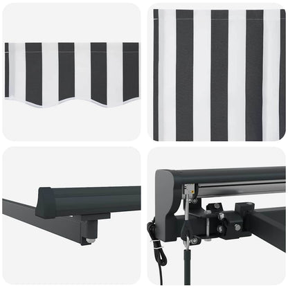 Toldo Retrátil Antracite e Branco 400x300 cm tecido