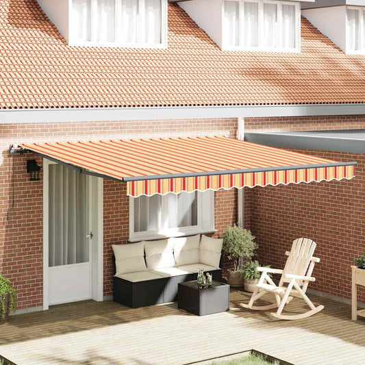 Toldo Retrátil Manual amarelo e laranja 400 × 300 cm tecido