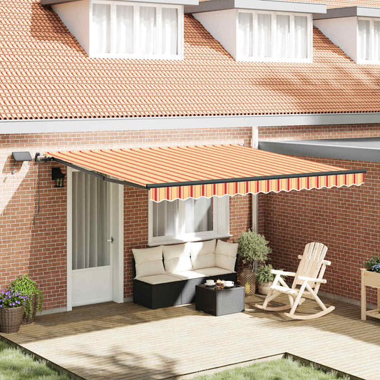 Toldo Retrátil Manual amarelo e laranja 400 ×300 cm tecido