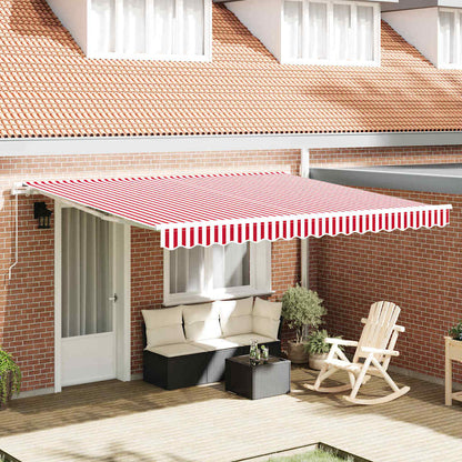 Toldo Retrátil Vermelho e branco 400 × 300 cm Poliéster