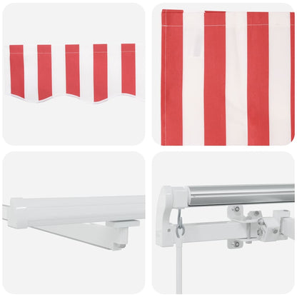 Toldo Retrátil com Manual Vermelho e branco 400 ×300 cm tecido