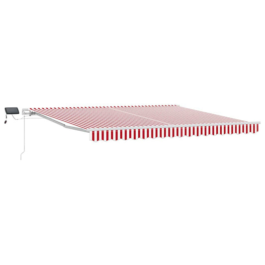 Toldo Retrátil com Manual Vermelho e branco 400 ×300 cm tecido